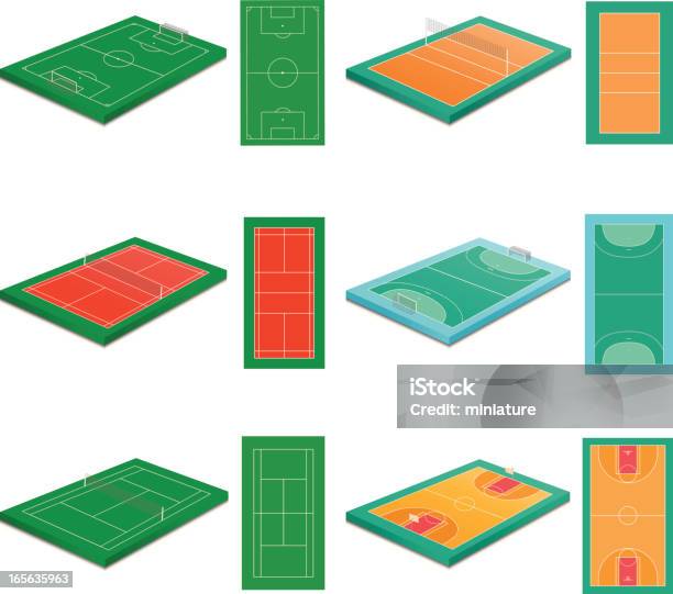 Sport Campi - Immagini vettoriali stock e altre immagini di Campo sportivo - Campo sportivo, Tennis, Terreno di gioco