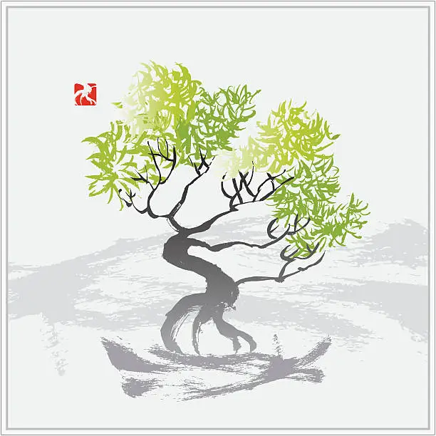 Vector illustration of Tree in the Wind
