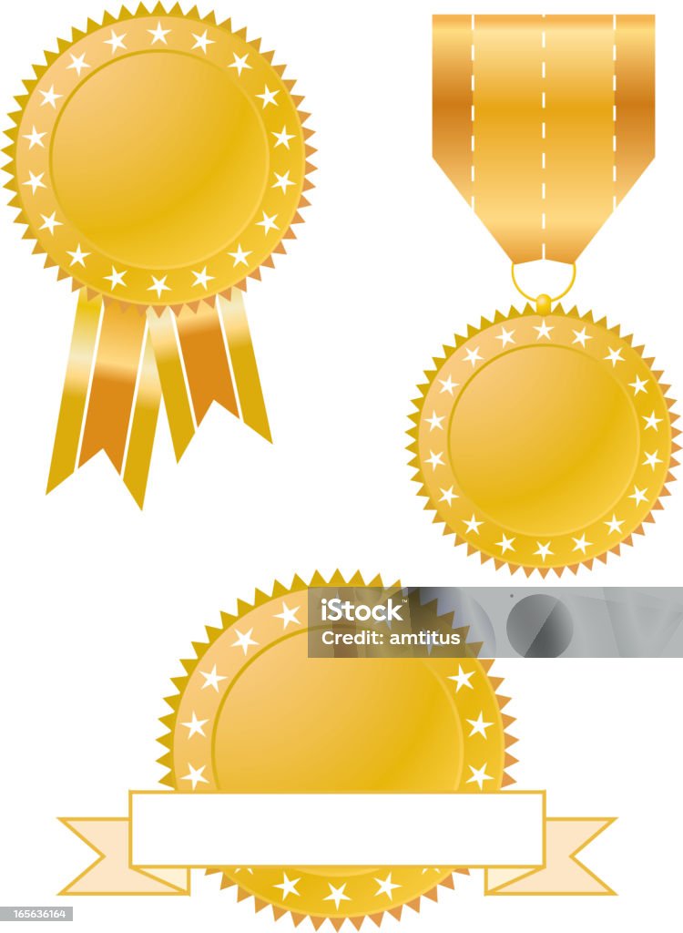 Prêmios com fitas - Vetor de Dourado - Descrição de Cor royalty-free