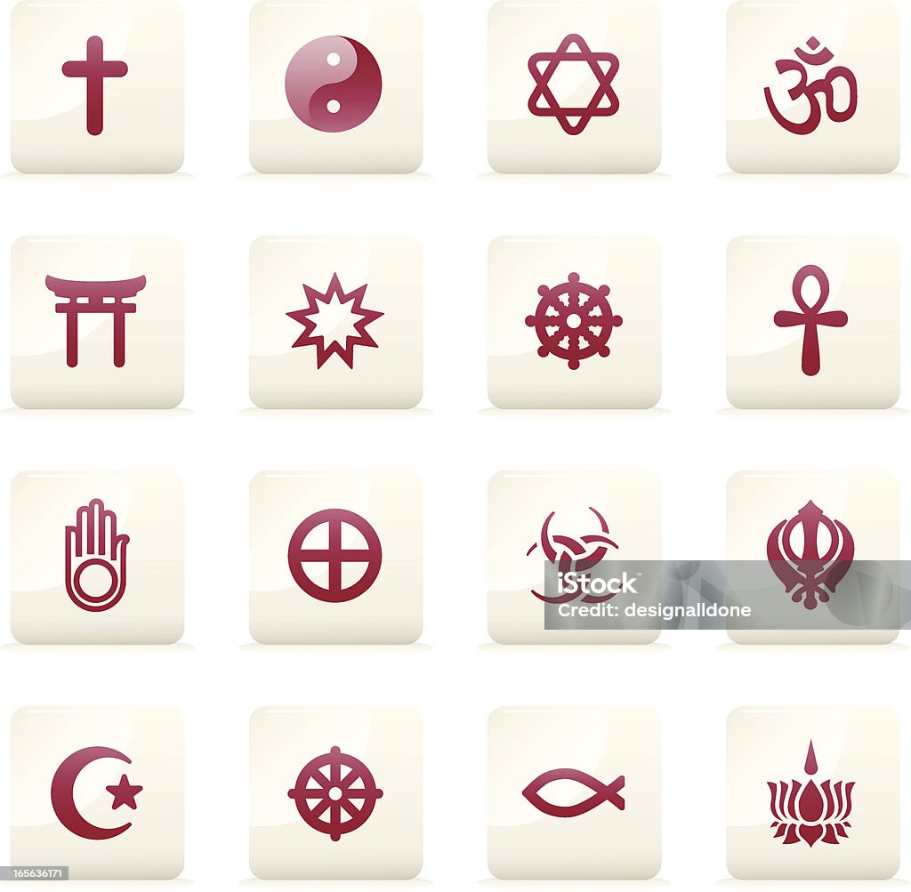 Icono conjunto de símbolos religiosos - arte vectorial de Brillante libre de derechos