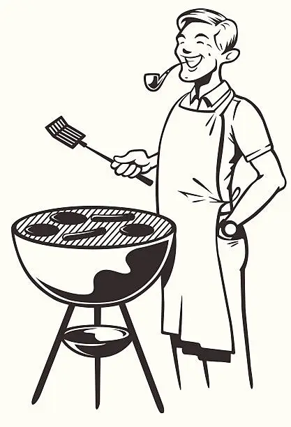 Vector illustration of Retro BBQ cookout 50's style