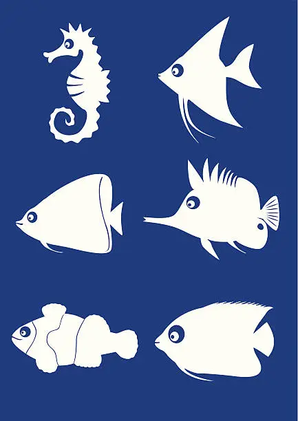 Vector illustration of Tropical fishes