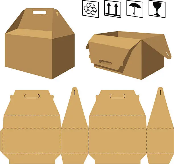 Vector illustration of Cardboard box with handle