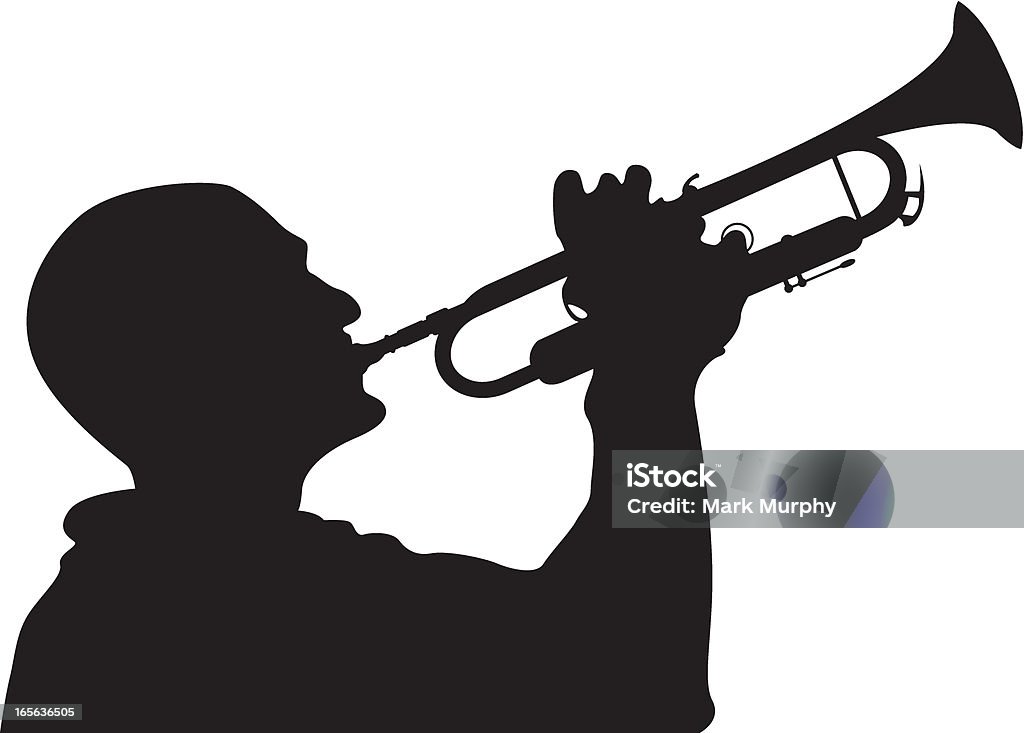 Jazz Trompete Spieler Silhouette - Lizenzfrei Trompete Vektorgrafik
