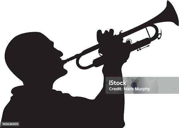 Jazz Trompete Spieler Silhouette Stock Vektor Art und mehr Bilder von Trompete - Trompete, Kontur, Jazz
