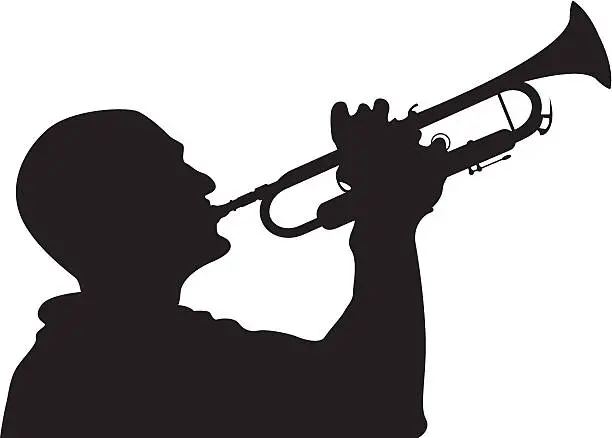 Vector illustration of Jazz Trumpet Player in Silhouette