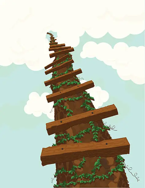 Vector illustration of Tree House in the Clouds