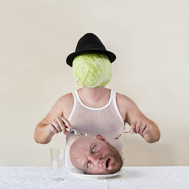 キャベツ料理頭の男性 - head cabbage ストックフォトと画像