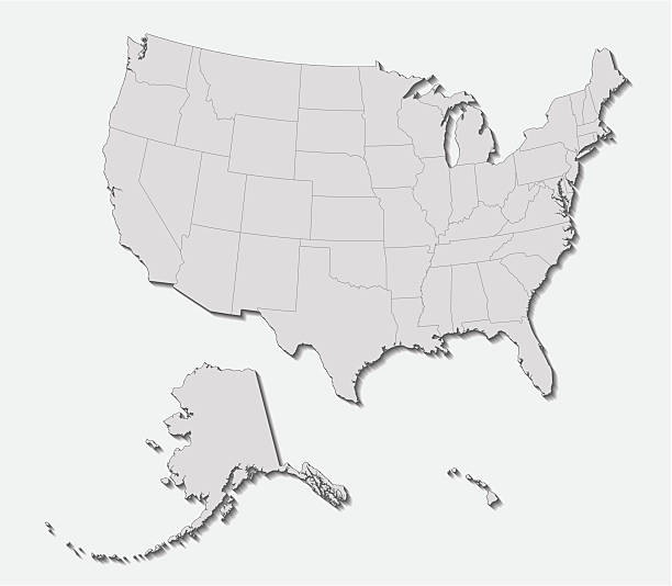 istock Map of the United States, with Hawaii and Alaska under it 165636645