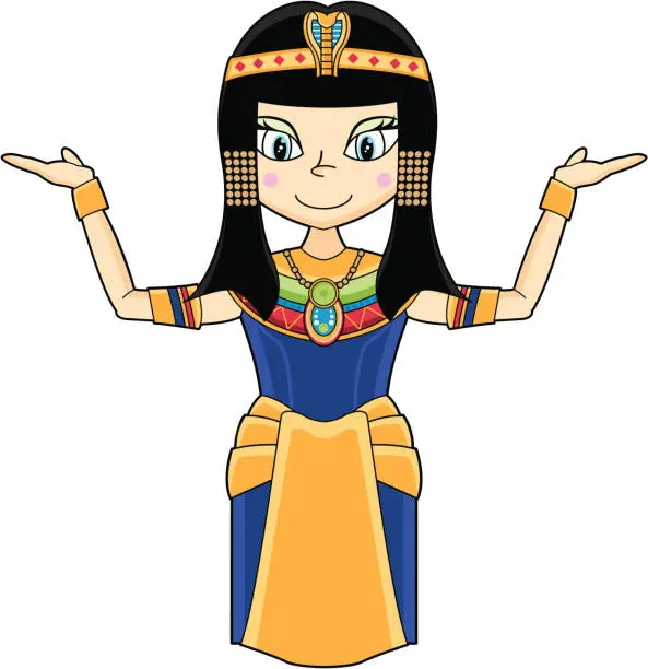 Vector illustration of Cute Cleopatra Egyptian Queen