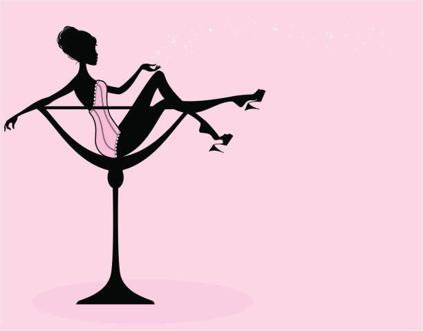 Champagne Glass Girl A sexy vintage girl in a champagne glass. See my portfolio for a halloween and christmas version of this file. Click below for more party images pics for classic pin up poses stock illustrations