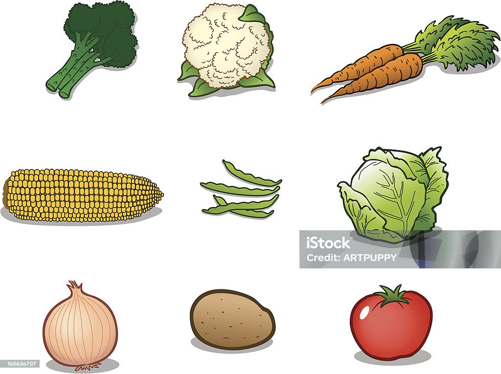 Gruppe von Gemüse - Lizenzfrei Blumenkohl Vektorgrafik