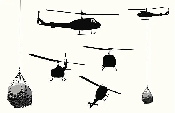 Vector illustration of Helicopter Transport Vector Silhouette