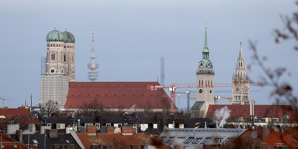 Munich old city aerial view Germany