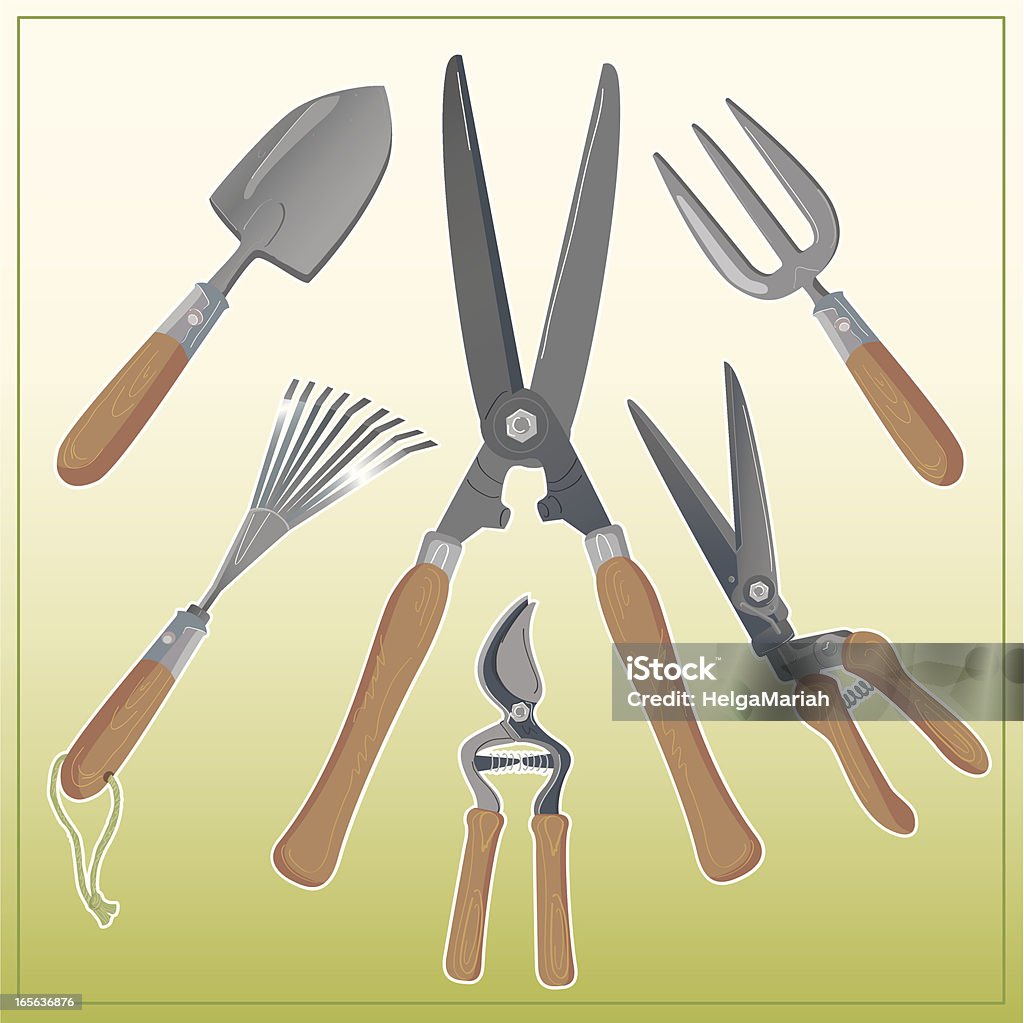 Traditionelle Hand-Tools für Garten und Gartenarbeit-Set - Lizenzfrei Ausrüstung und Geräte Vektorgrafik