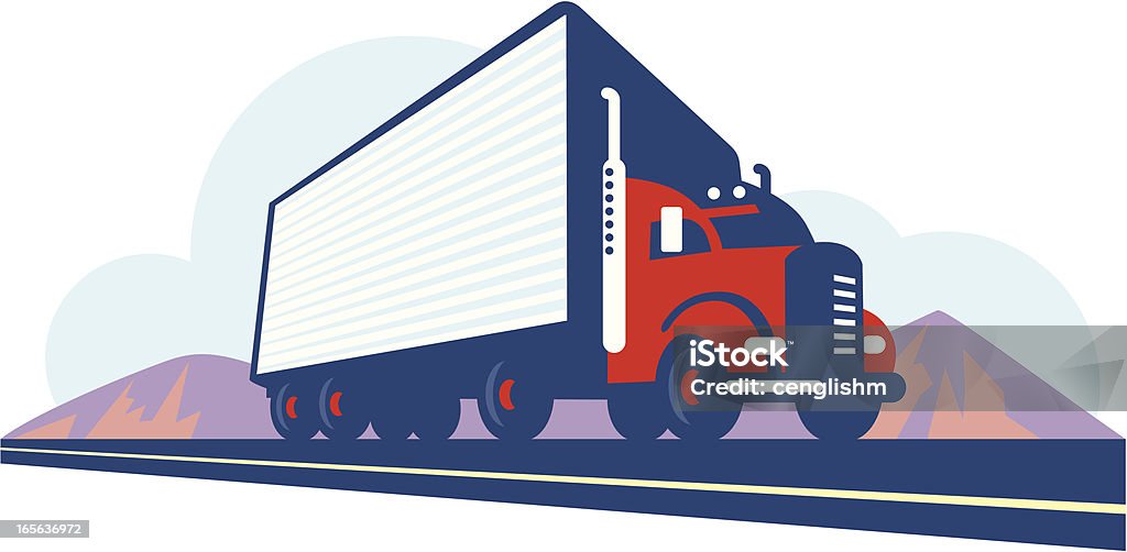 Semi-Truck - Lizenzfrei Mehrspurige Strecke Vektorgrafik