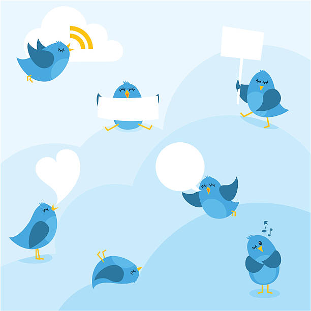 illustrations, cliparts, dessins animés et icônes de oiseaux bluebirds message copyspace myillo cloud partager bleu - birdsong