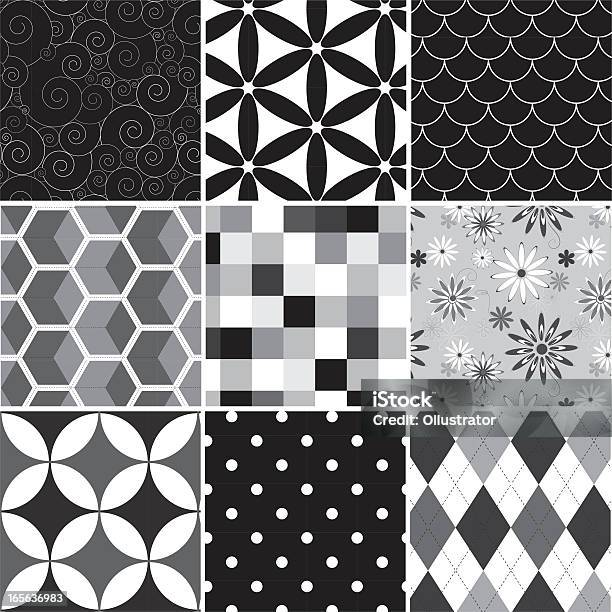 Collection Of Seamless Black Amp White Pattern Stock Illustration - Download Image Now - Abstract, Abstract Backgrounds, Backgrounds