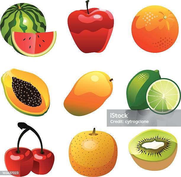 Vector Collection De Fruits Vecteurs libres de droits et plus d'images vectorielles de Papaye - Papaye, Aliment en portion, Pastèque