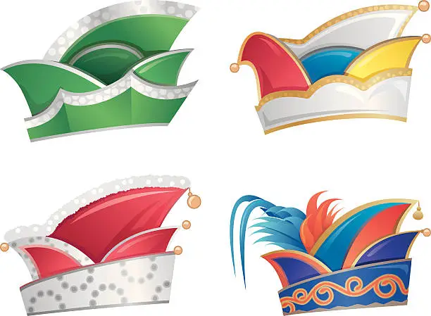 Vector illustration of German Karneval Jester's Hats