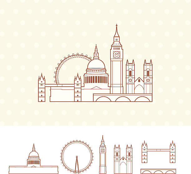 city von london - london eye stock-grafiken, -clipart, -cartoons und -symbole