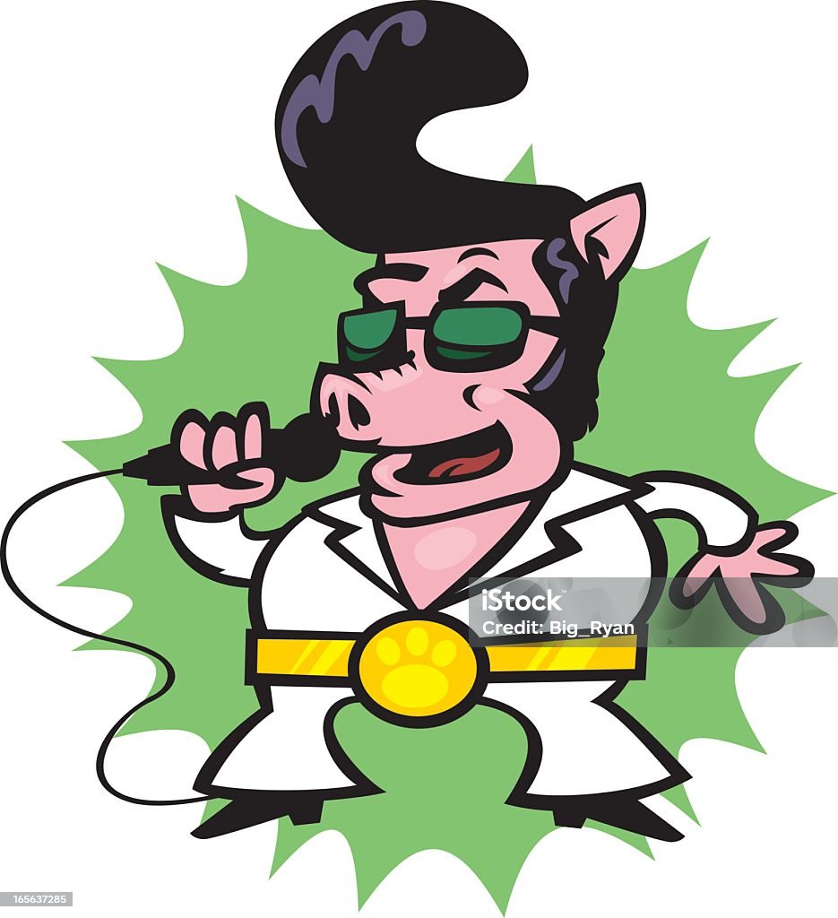disco pig this pig loves disco music Elvis Presley stock vector