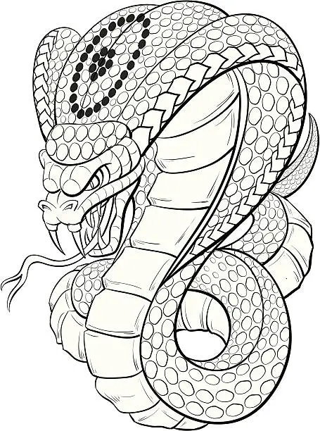 Vector illustration of cobra black and white