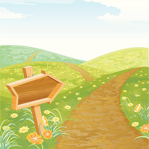 낙천적 트레일 - footpath dirt road single lane road country road stock illustrations