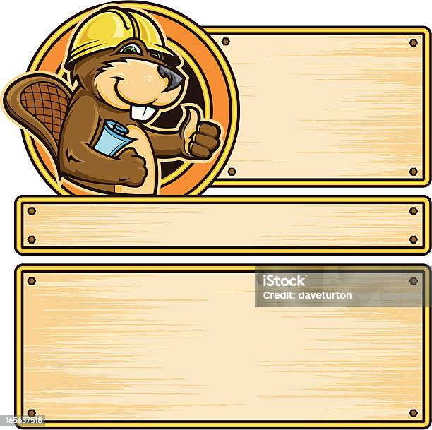 Beaver Panneaux De Construction Vecteurs libres de droits et plus d'images vectorielles de Castor - Rongeur - Castor - Rongeur, Cartoon, Casque