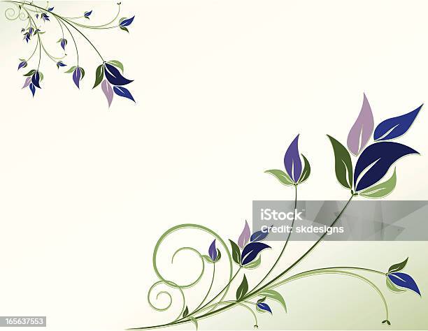 Wirbeln Blumen Ecken Hintergrund Designserie Stock Vektor Art und mehr Bilder von Blatt - Pflanzenbestandteile - Blatt - Pflanzenbestandteile, Blau, Blume