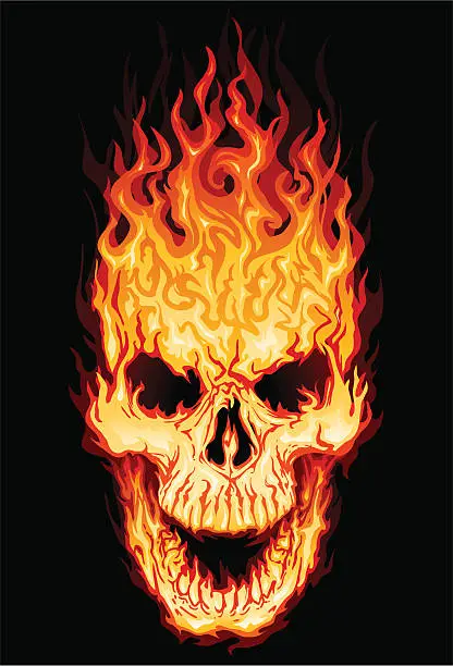 Vector illustration of Flaming Skull