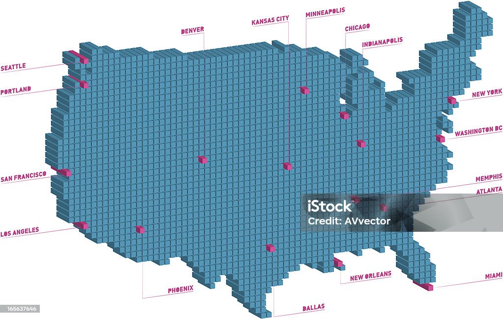 États-Unis carte 3D illustration - clipart vectoriel de Carte libre de droits