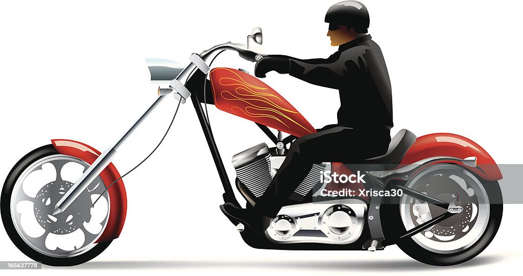 Duży Motocykl Rower - Grafika wektorowa royalty-free (Motocyklista)