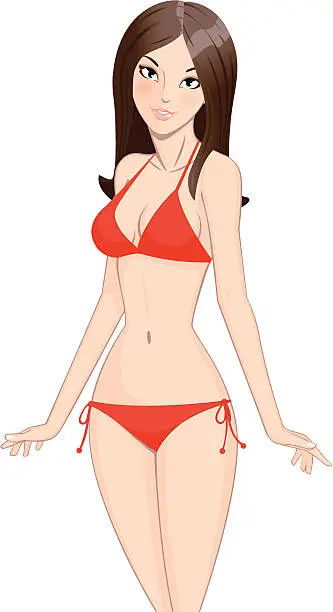 Vector illustration of Summertime: Swimsuit model