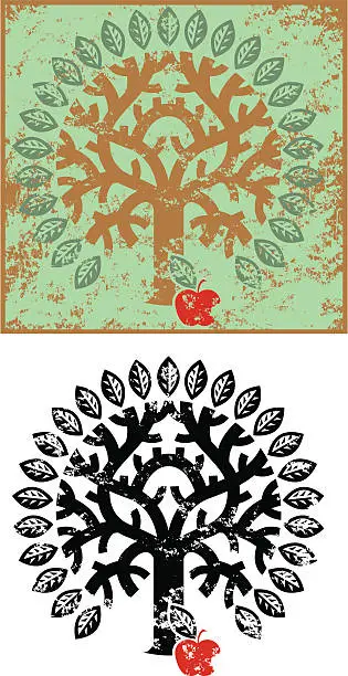Vector illustration of Grunge tree of knowledge