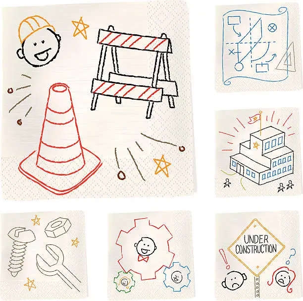 Vector illustration of Napkin sketches - Construction