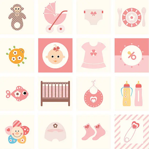 Vector illustration of baby_girl_collection