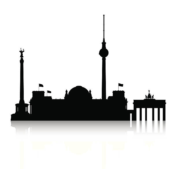 silhouette von berlin - berlin alexanderplatz stock-grafiken, -clipart, -cartoons und -symbole