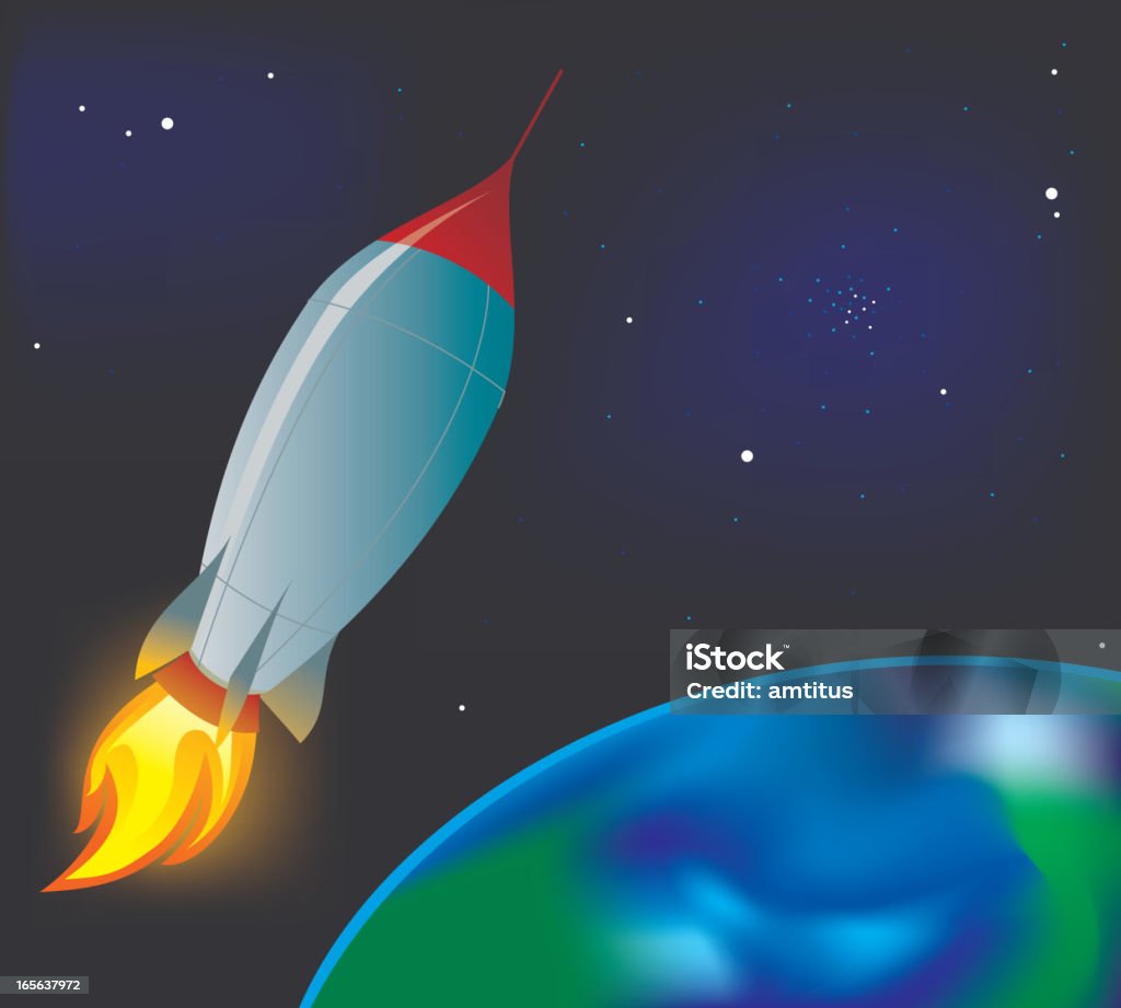 Fusée dans l'espace - clipart vectoriel de Abstrait libre de droits