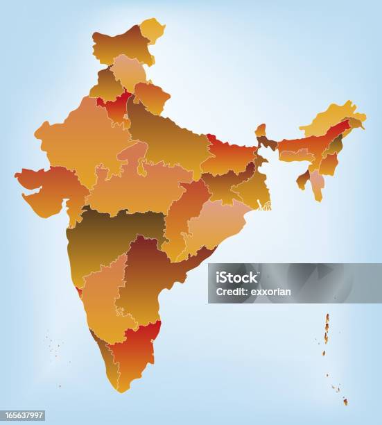 Ilustración de Mapa De La India y más Vectores Libres de Derechos de Ilustración - Ilustración, India, Mapa