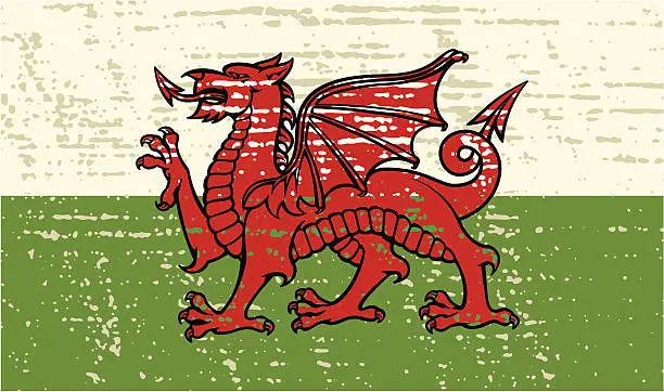 Vector illustration of Grunge welsh flag