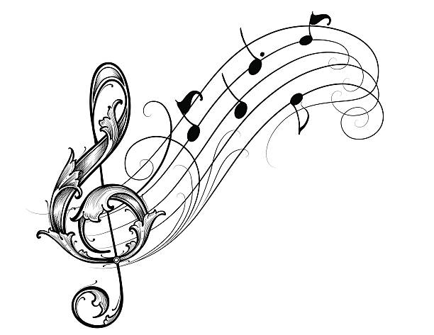 ilustrações de stock, clip art, desenhos animados e ícones de deslocamento musical - musical note treble clef sheet music key signature