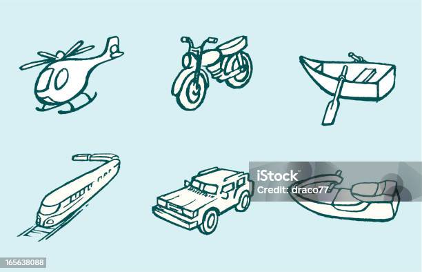 Transportation Set Stock Illustration - Download Image Now - Illustration, Light Goods Vehicle, Jet Boating