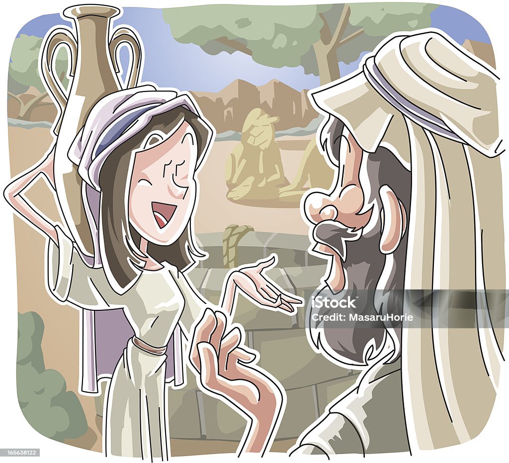The search for Isaac's wife Genesis 24:14-15 Rebecca - Biblical Figure stock vector