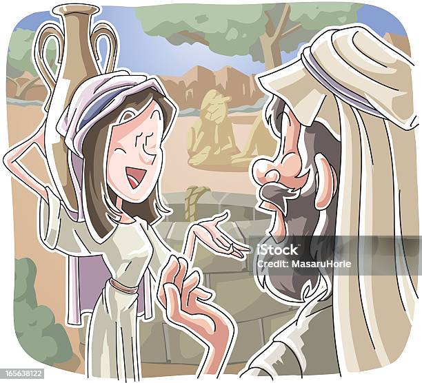 The Search For Isaacs Wife Stock Illustration - Download Image Now - Rebecca - Biblical Figure, Water, Well - Structure