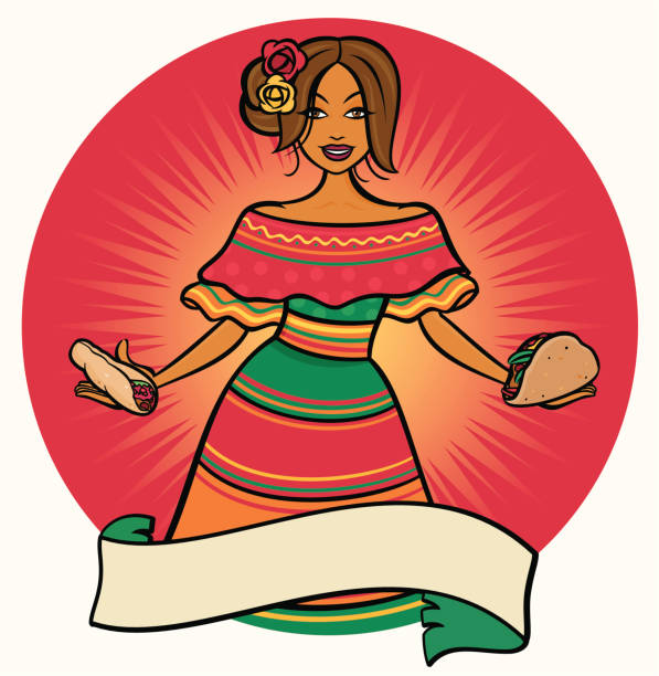 ilustrações, clipart, desenhos animados e ícones de mexican señorita - sex symbol female women cartoon