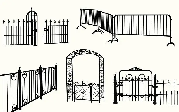 Vector illustration of Fences Vector Silhouette