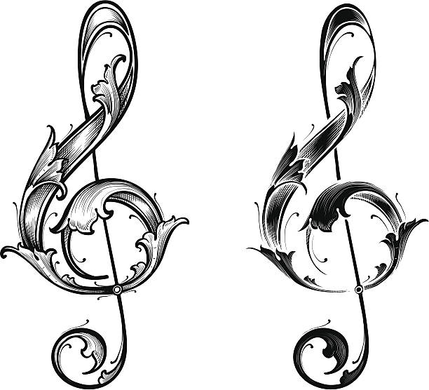 wysokich cleff zestaw - klucz wiolinowy stock illustrations