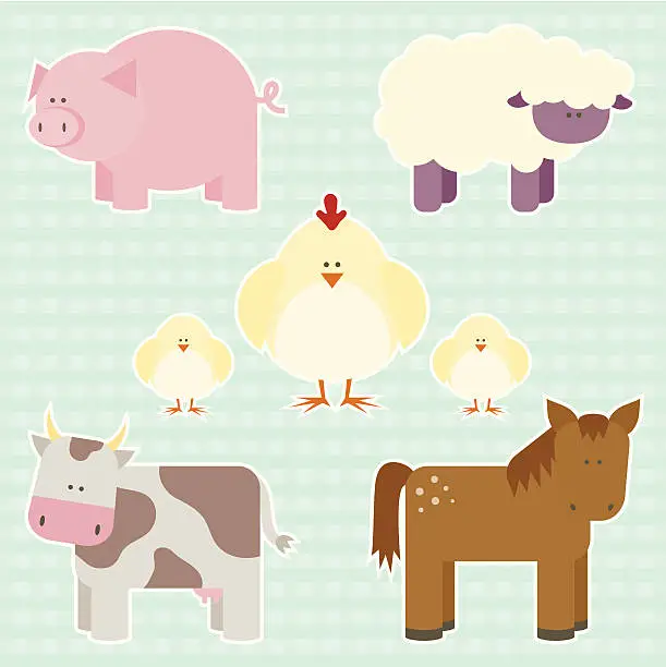 Vector illustration of Farm Animals