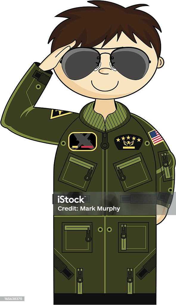 경례 USAF 시범 비행복 및 가리개 - 로열티 프리 갈색 머리 벡터 아트